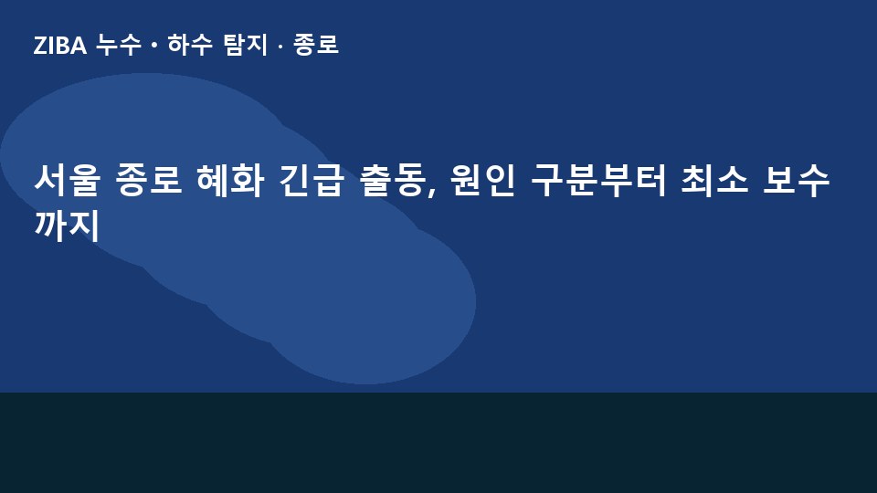 서울 종로 혜화 긴급 출동, 원인 구분부터 최소 보수까지
