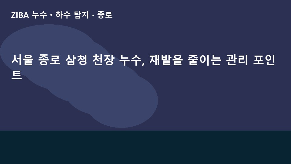 서울 종로 삼청 천장 누수, 재발을 줄이는 관리 포인트