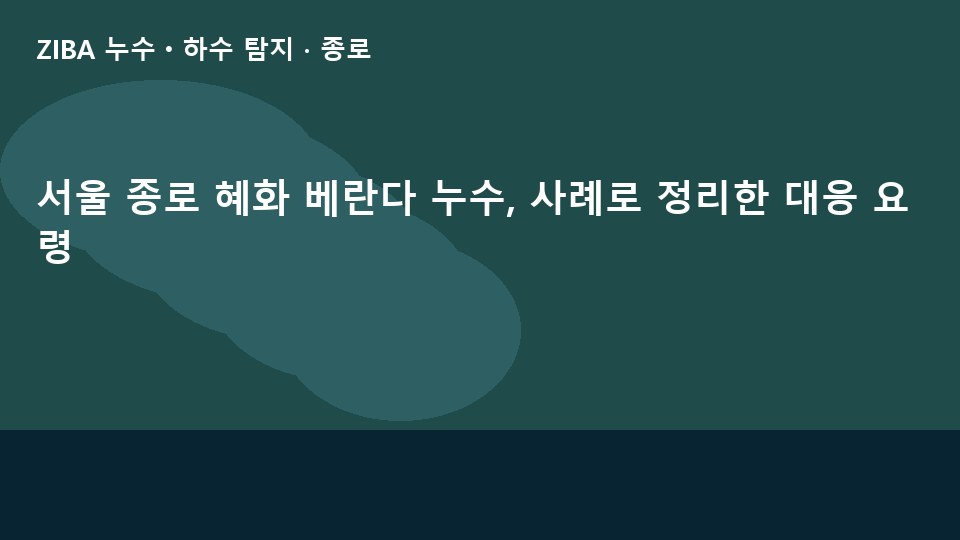 서울 종로 혜화 베란다 누수, 사례로 정리한 대응 요령