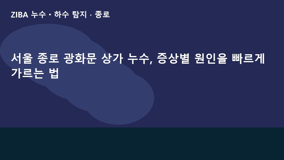 서울 종로 광화문 상가 누수, 증상별 원인을 빠르게 가르는 법